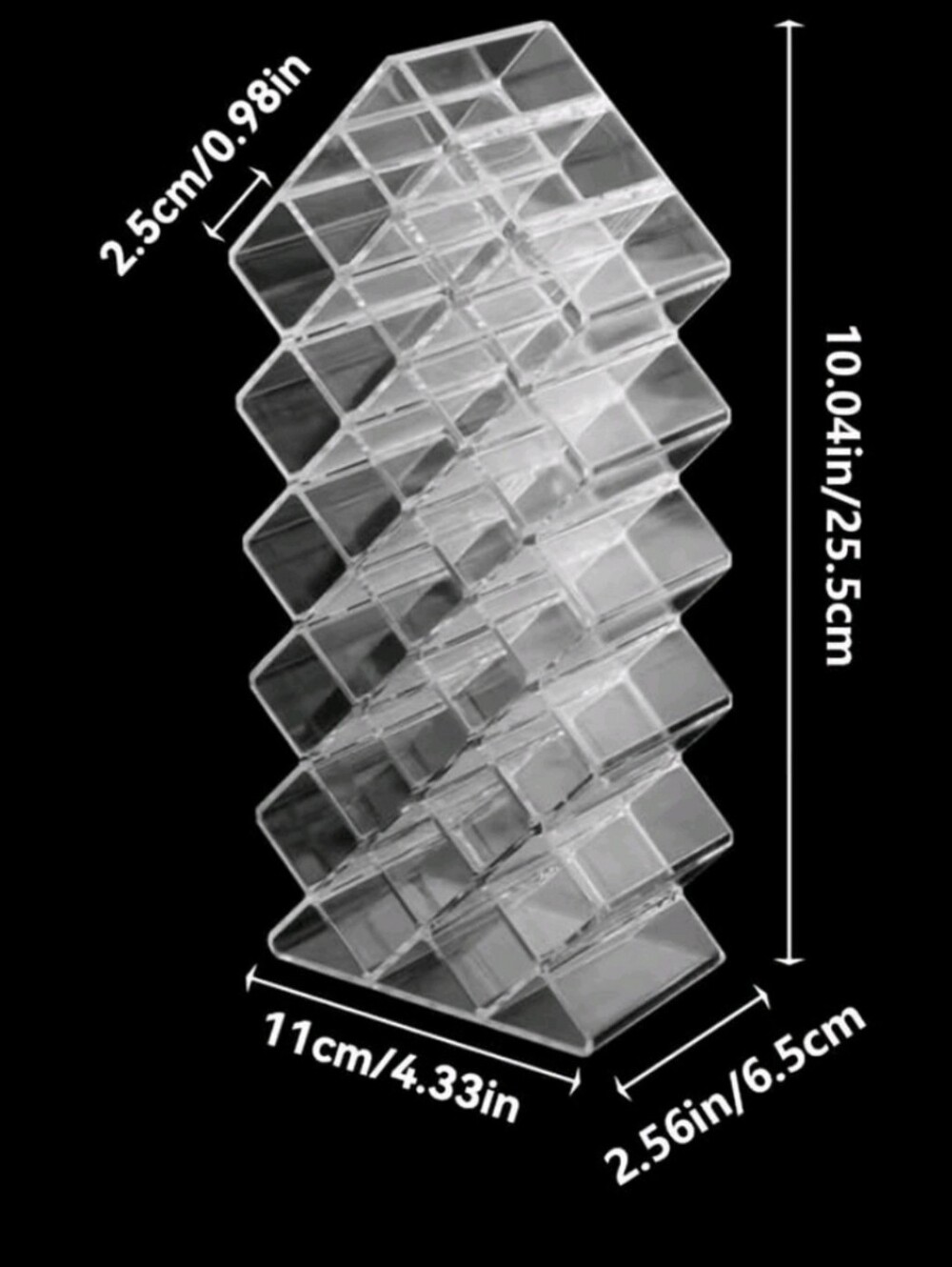 NWOT Clear Acrylic Fish Shaped Spacious Makeup Organizer Tower 16 Slot Holder